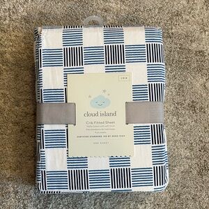 cloud island Blue and White Check Crib Fitted Sheet